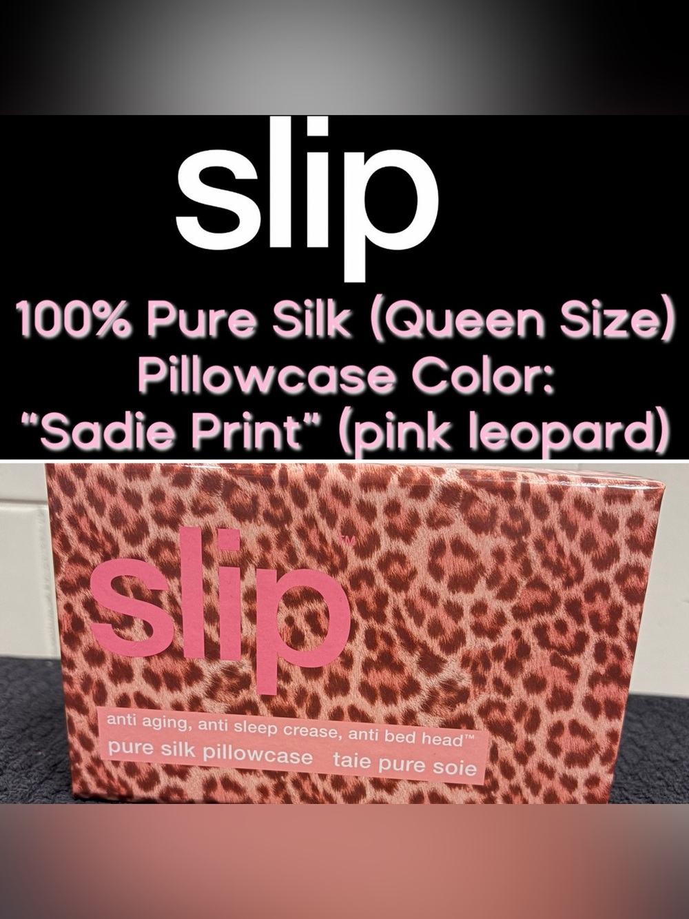 Slip Pure Silk Queen Pillowcase in color Sadie (Pink Leopard Print - New)